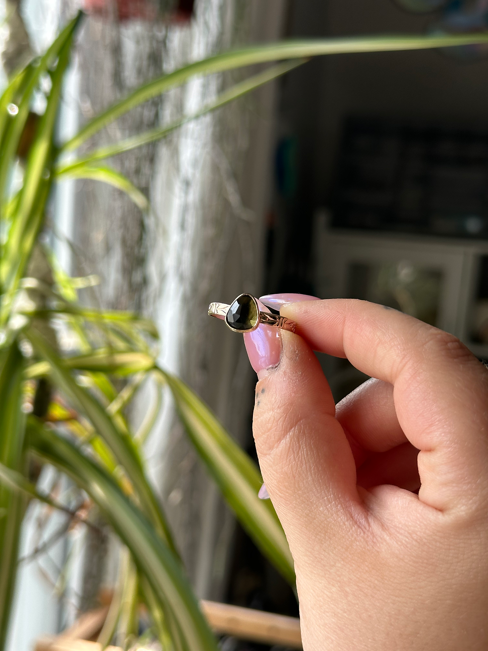 Thumbnail: 14k Gold Moldavite Ring