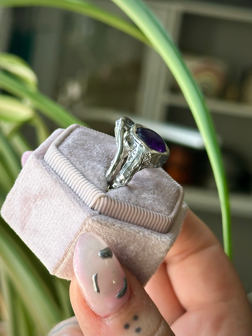 Thumbnail: Amethyst Ring Set - Size 8.5