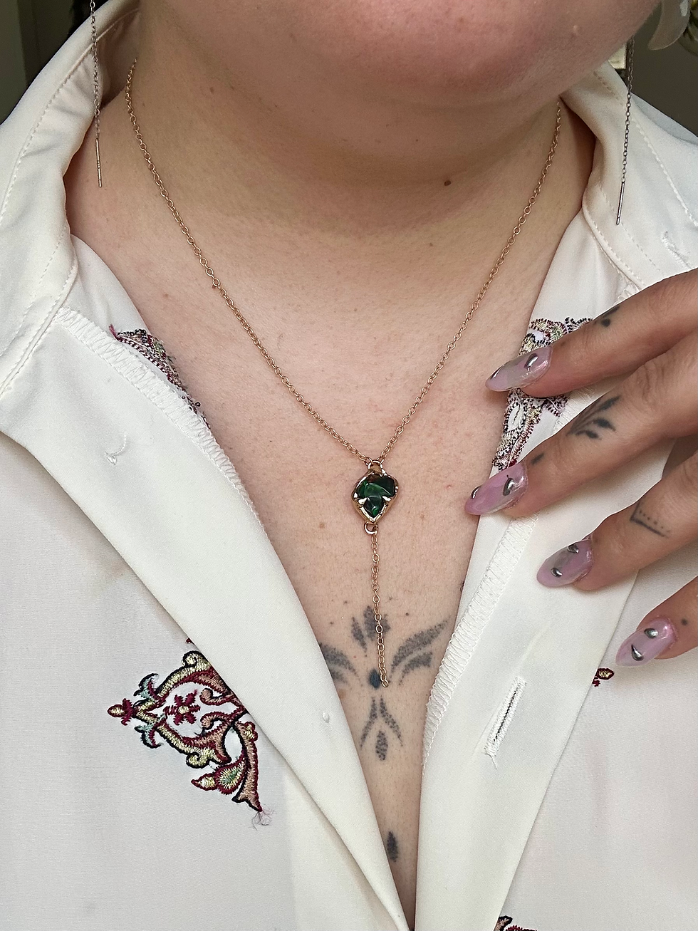 Thumbnail: The Oracle - 14k Gold Smoked Opal Necklace