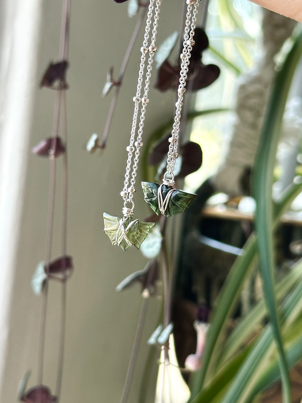 Thumbnail: Green Tourmaline Bat Necklace