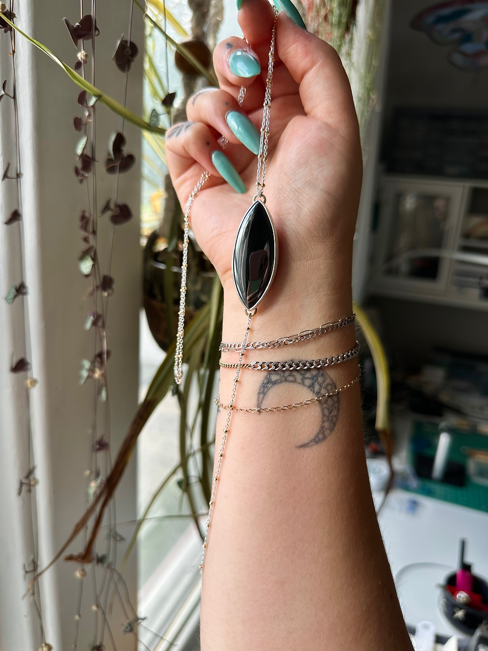 Thumbnail: Mixed Metal Hematite Lariat Necklace