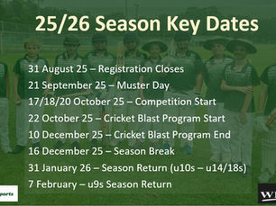 25/26 Season Key Dates