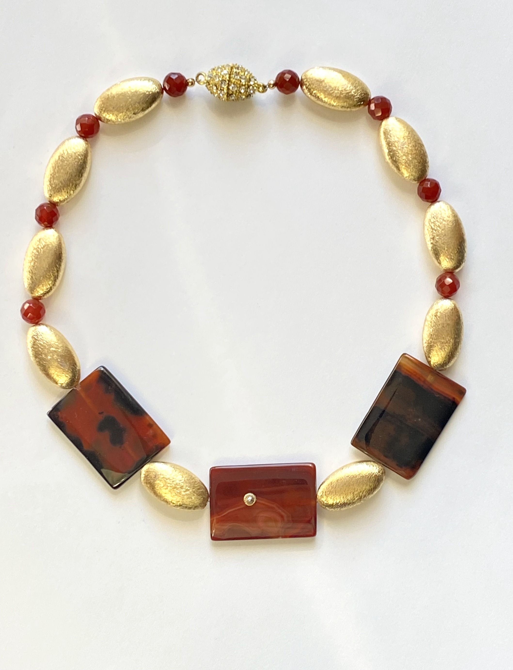 Carnelian with Gold Plated Beads Necklace
