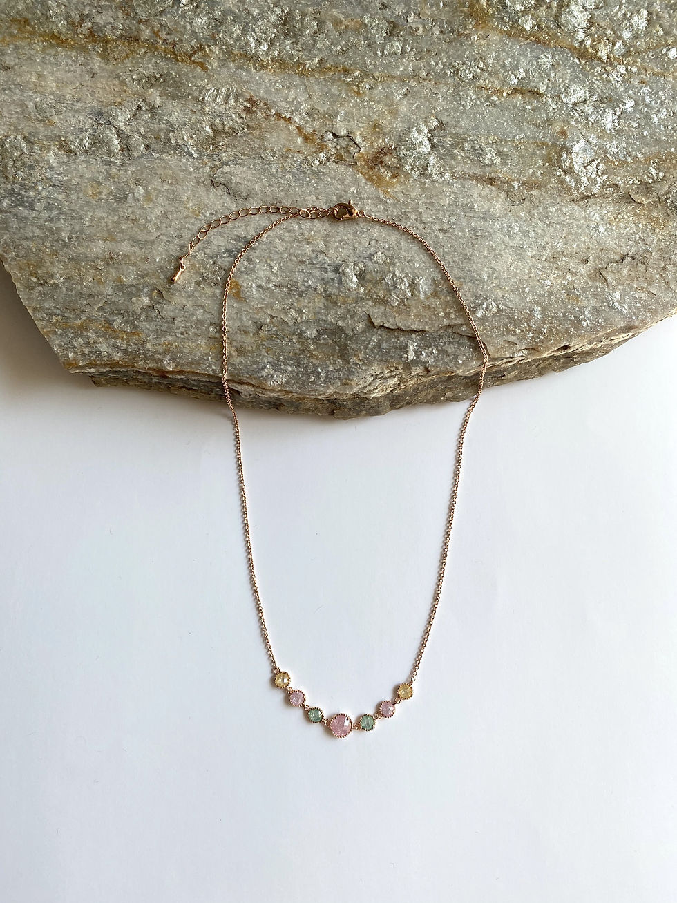 Thumbnail: Multi Color Crystal with with Silver, Gold and Rose Gold color Chain