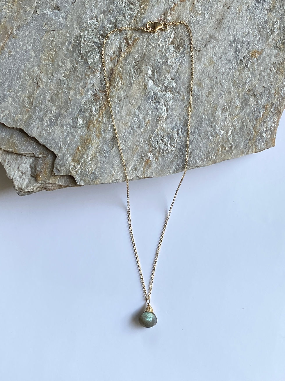Thumbnail: Tear drop shape of Hematite, Chalcedony, Blue Topaz and Labradorite