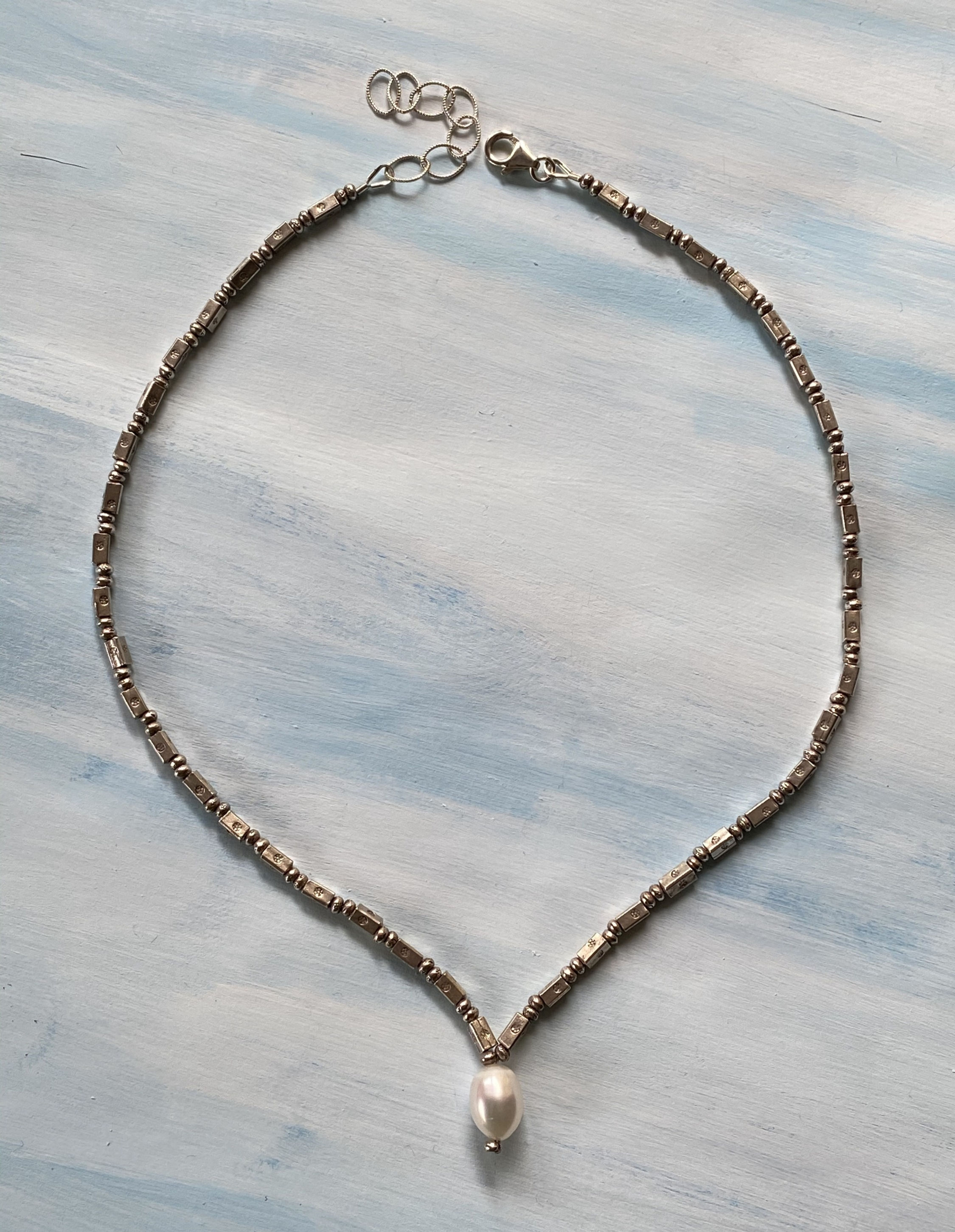 Thai silver beads with Freshwater Pearl