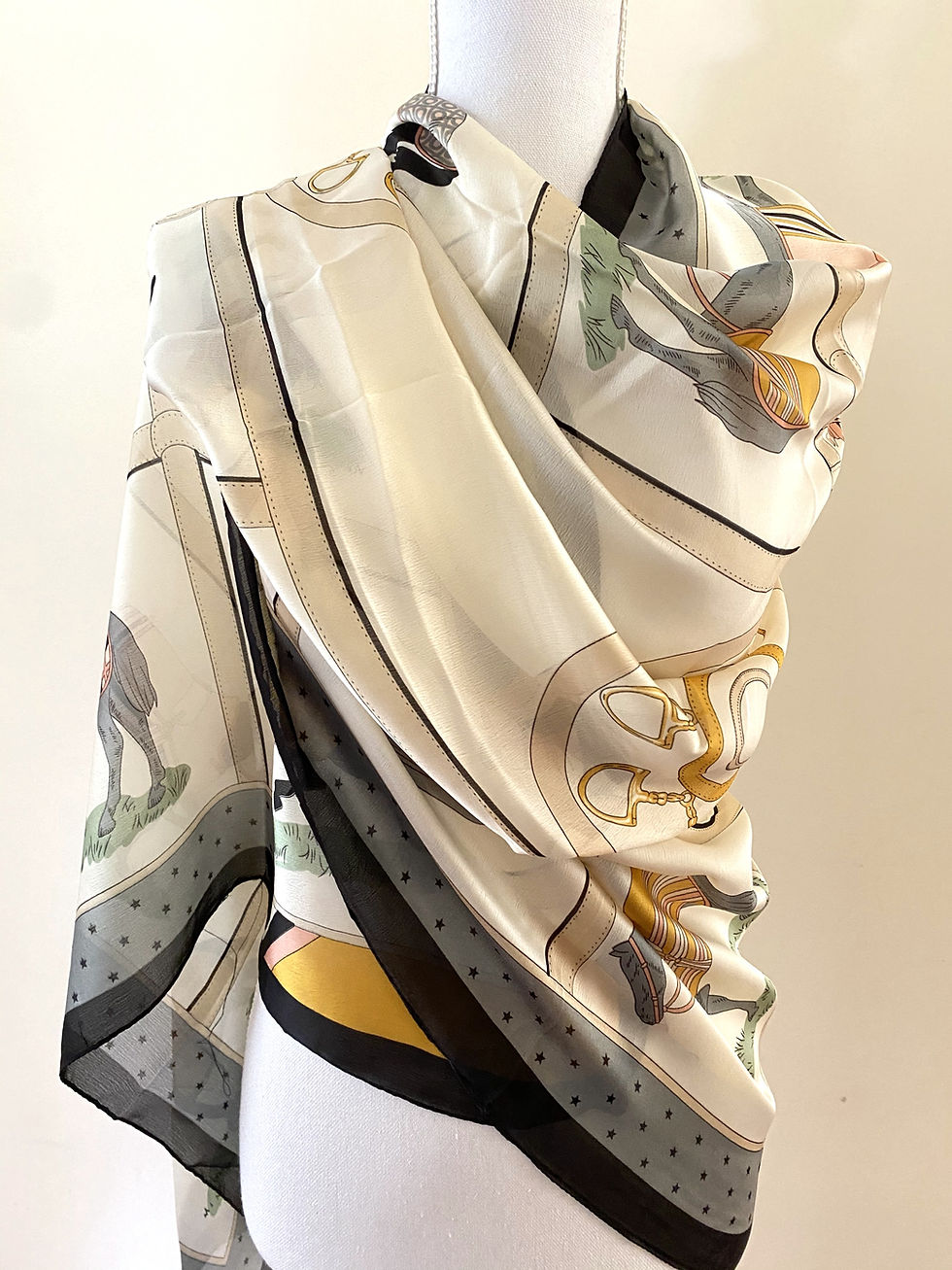 Thumbnail: 100% Silk Scarf Horse Print