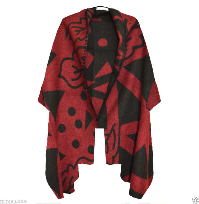 Velvet Red Print Cape