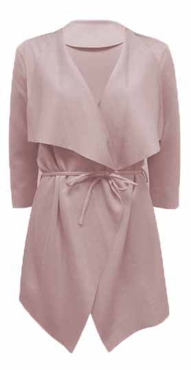 Pink Stone Crepe Long Sleeve Waistcoat
