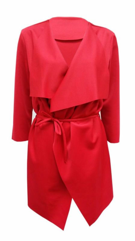 Rouge Crepe Long Sleeve Waistcoat