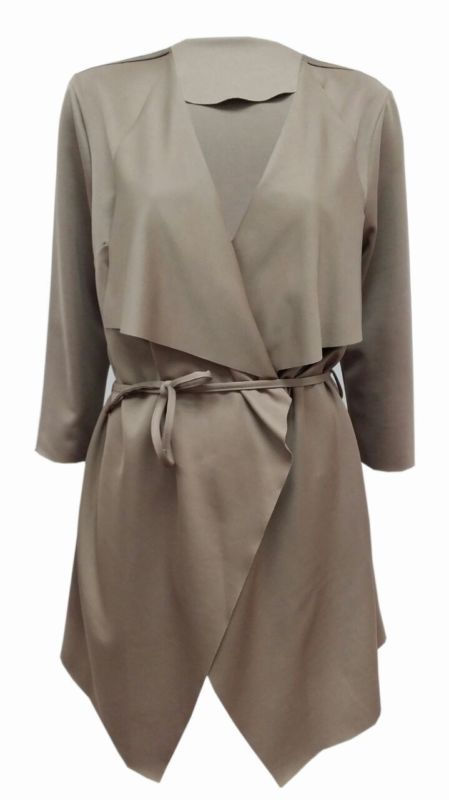 Mocha Tan Crepe Long Sleeve Waistcoat