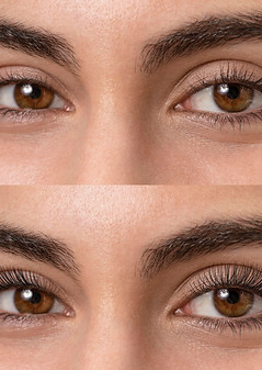 woman before and after lash extentions