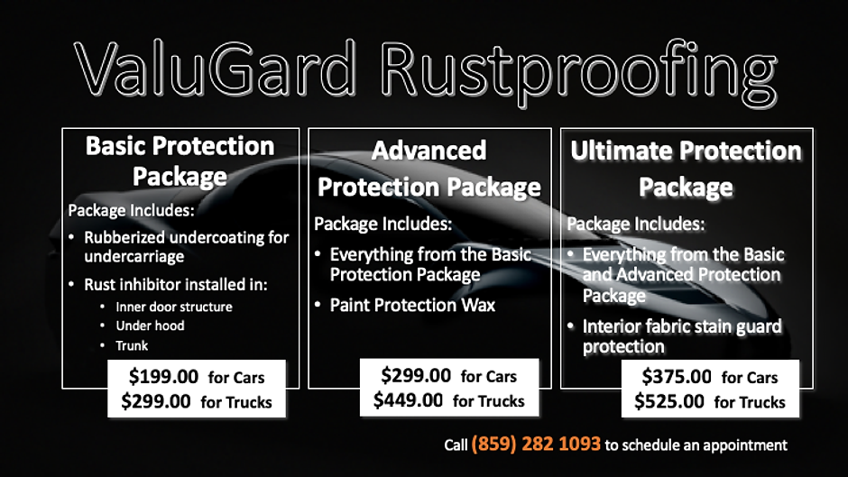 Slide showing pricing and packages for the featured service.