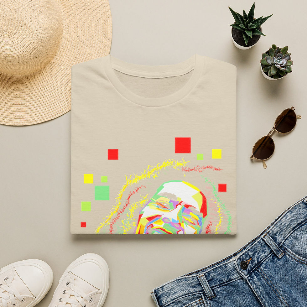Thumbnail: Reggae Vibes T-Shirt — Colorful Rasta Portrait Tee with "No Woman No Cry" Text