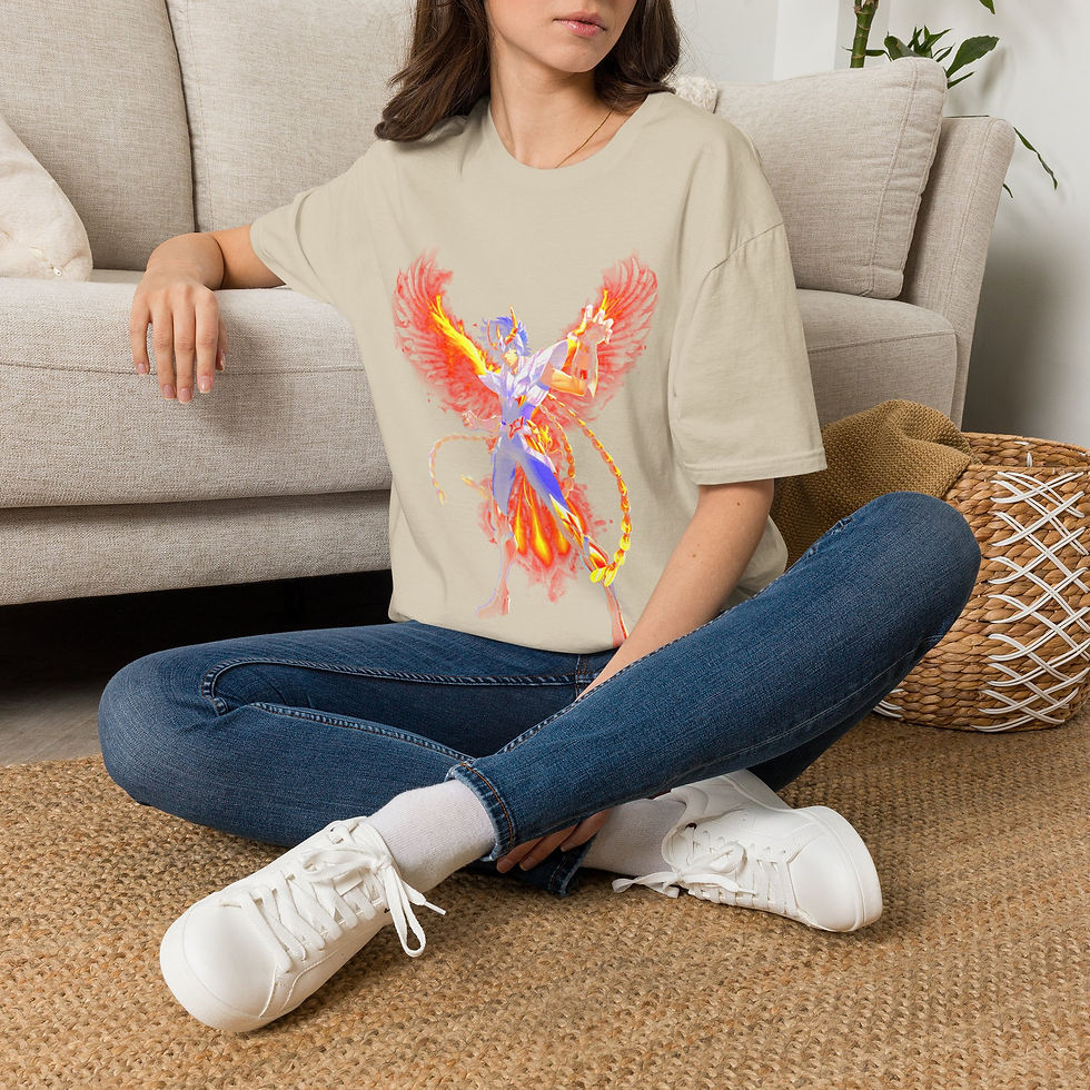 Thumbnail: Phoenix Warrior T-Shirt — Fiery Angelic Anime Graphic Tee
