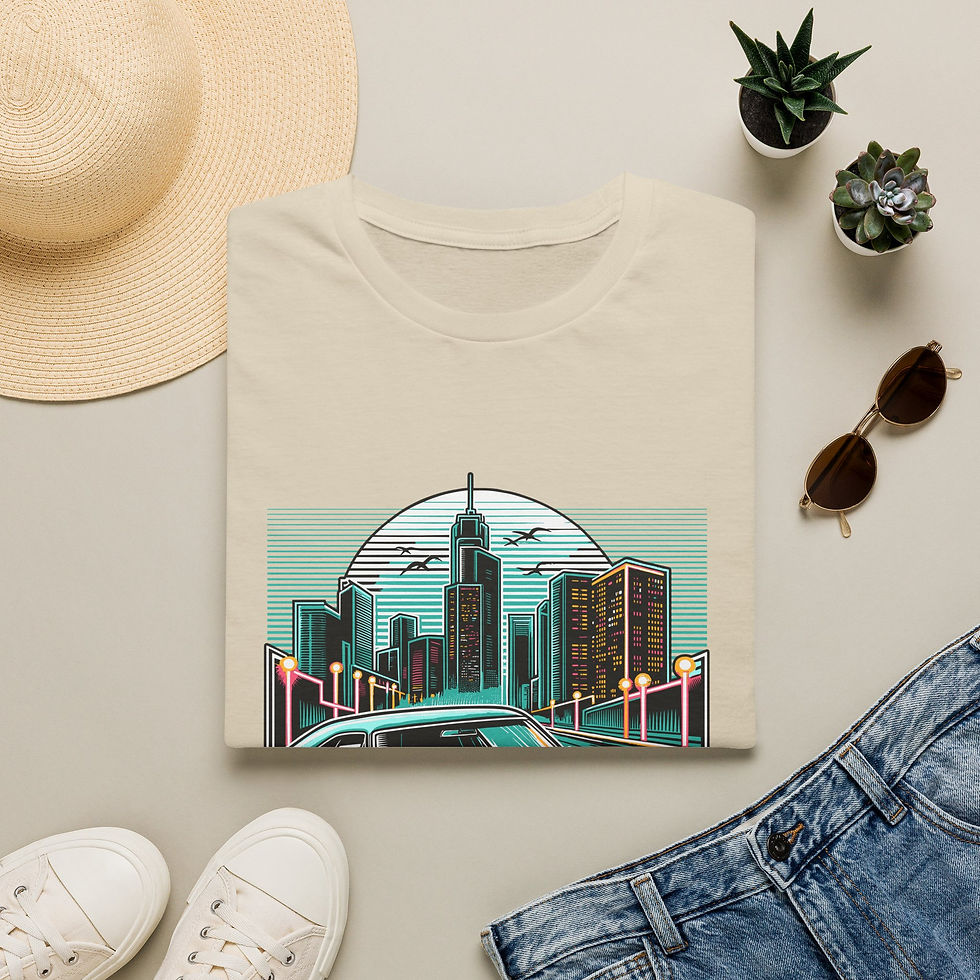 Thumbnail: Cruising Classic T-Shirt — Retro Muscle Car Cityscape Tee