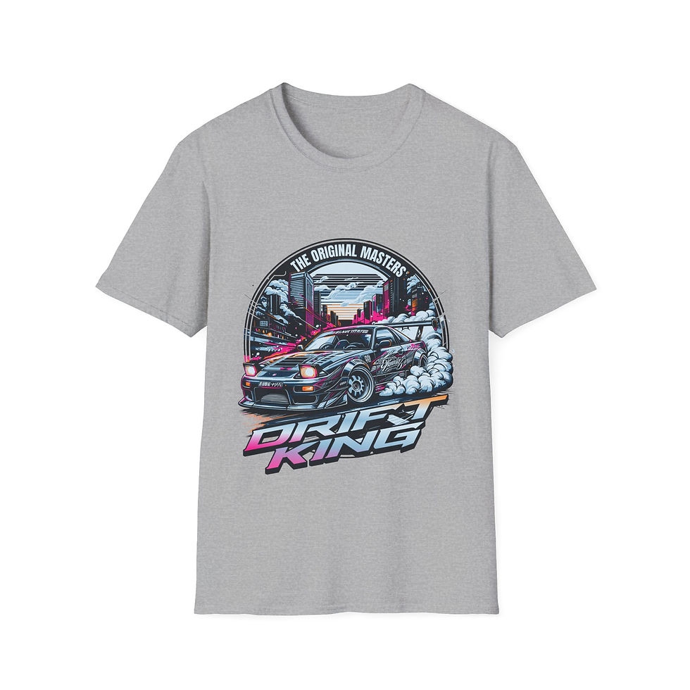Thumbnail: Drift King Racing T‑Shirt — Retro City Skyline Car Graphic