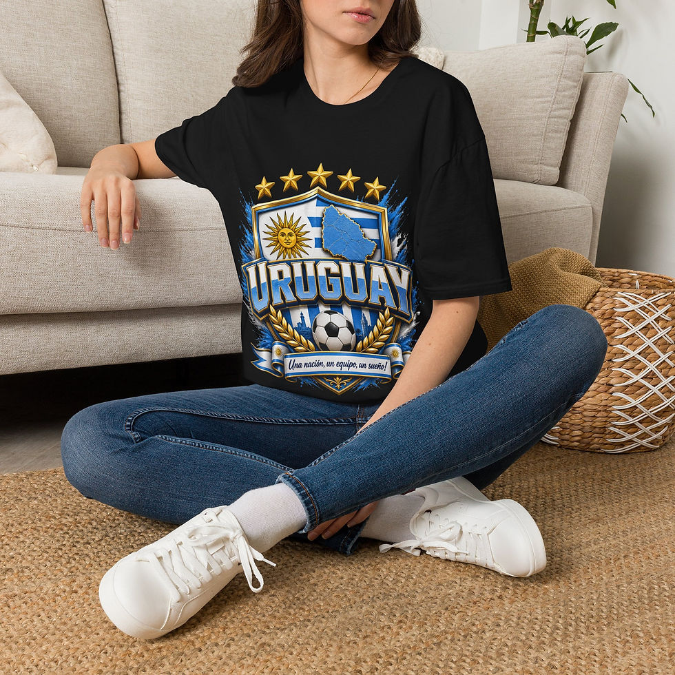 Thumbnail: Uruguay Soccer T-Shirt — Uruguay Crest Football Tee