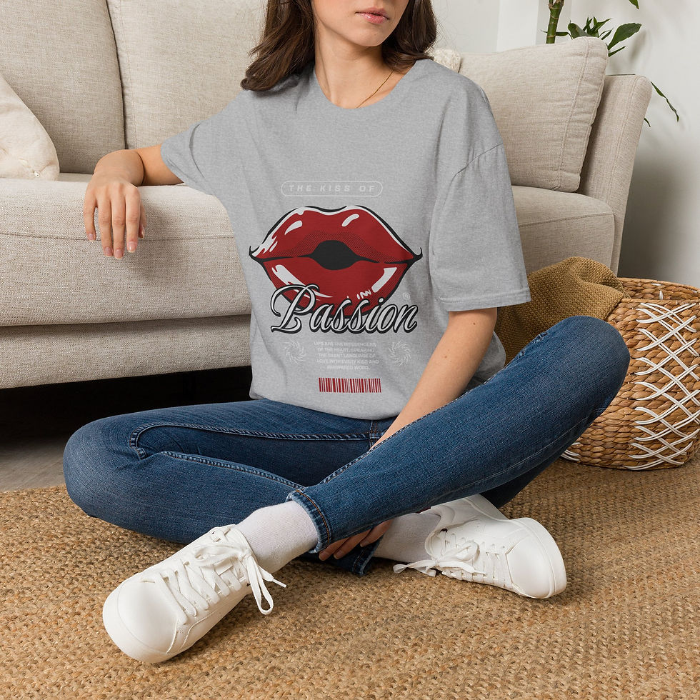 Thumbnail: Passion Red Lips T-Shirt — "The Kiss of Passion" Graphic Tee