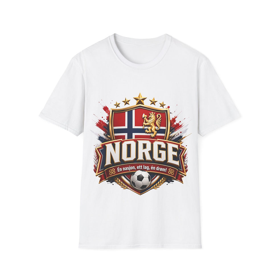 Thumbnail: Norge Crest T-Shirt — Norwegian Flag & Lion Soccer Graphic