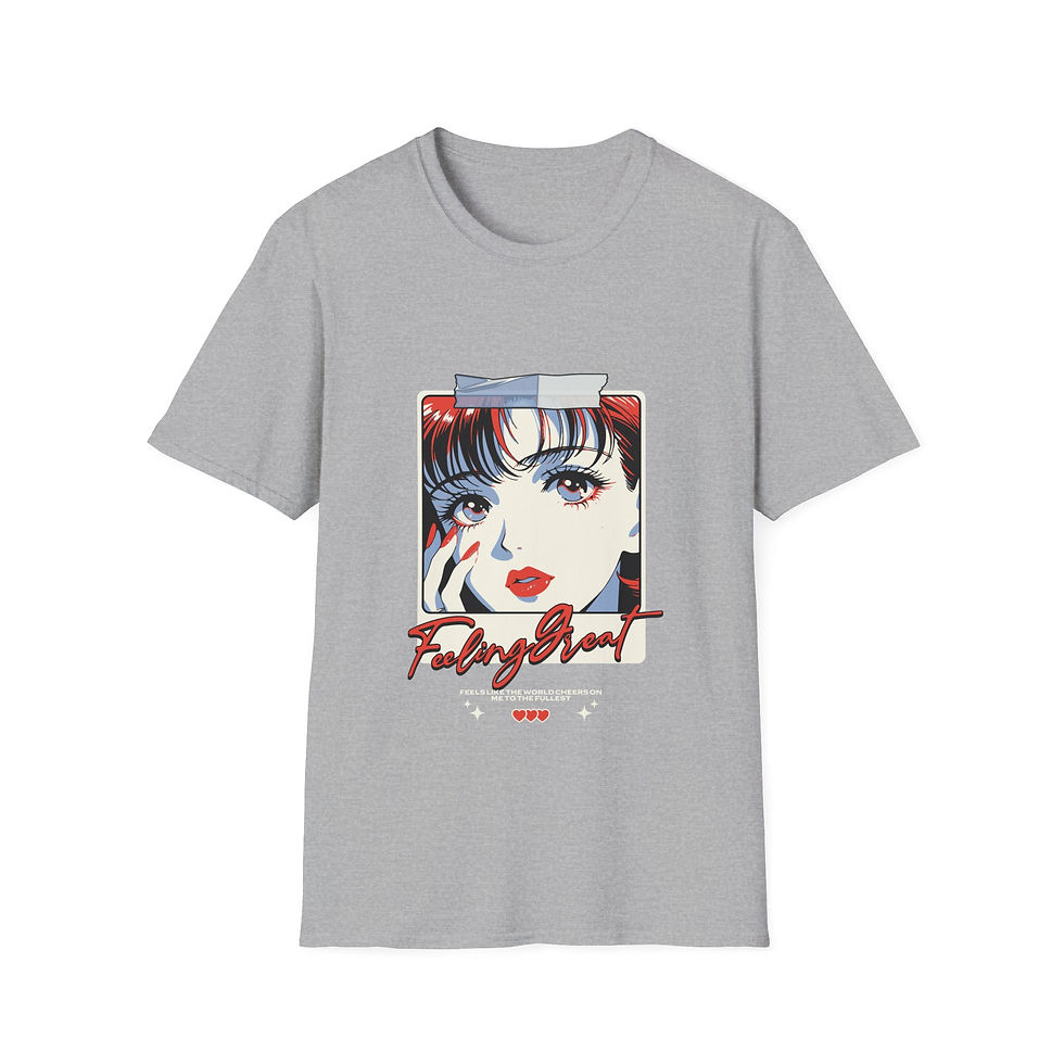 Thumbnail: Anime Eyes Graphic T-Shirt — Retro Pop Art 'Feeling Great' Tee
