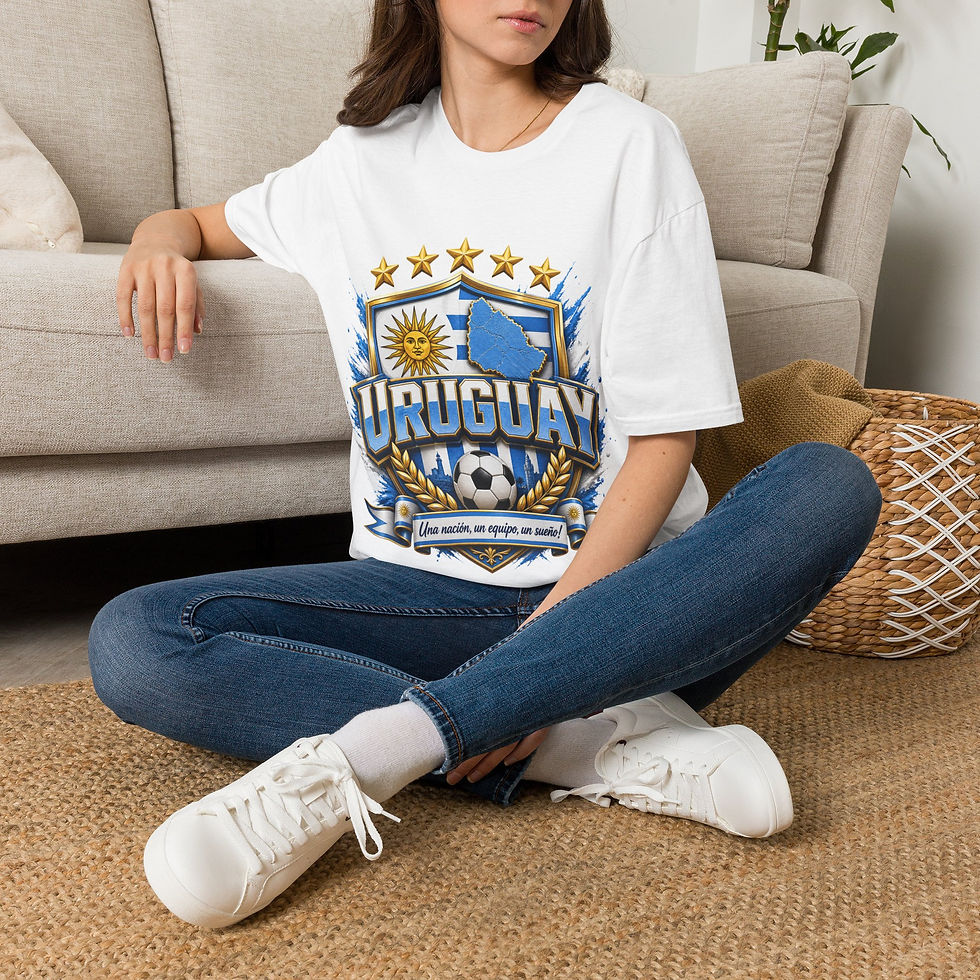 Thumbnail: Uruguay Soccer T-Shirt — Uruguay Crest Football Tee