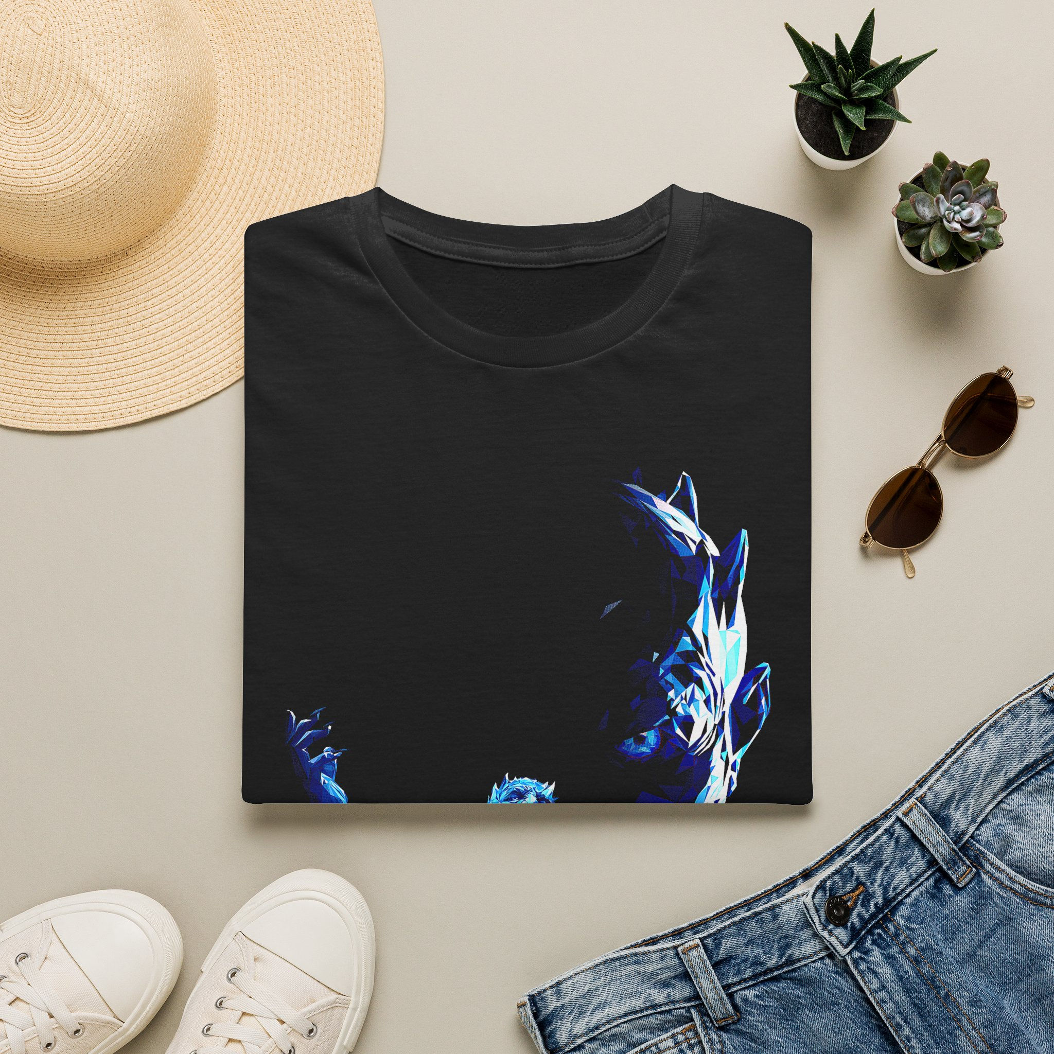 Blue Flame Dance T-Shirt — Abstract Ice Fire Graphic Tee
