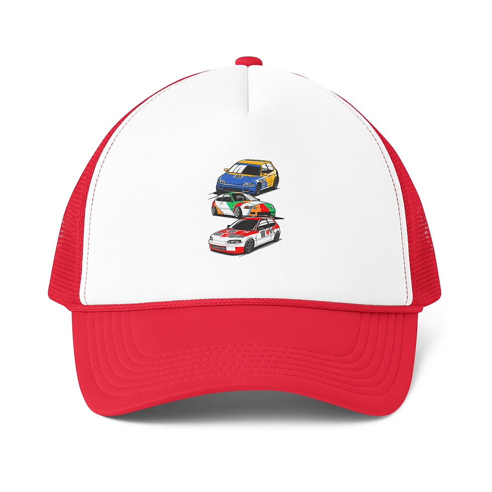 Thumbnail: Trucker Cap - Vintage Rally Cars Stack Embroidered