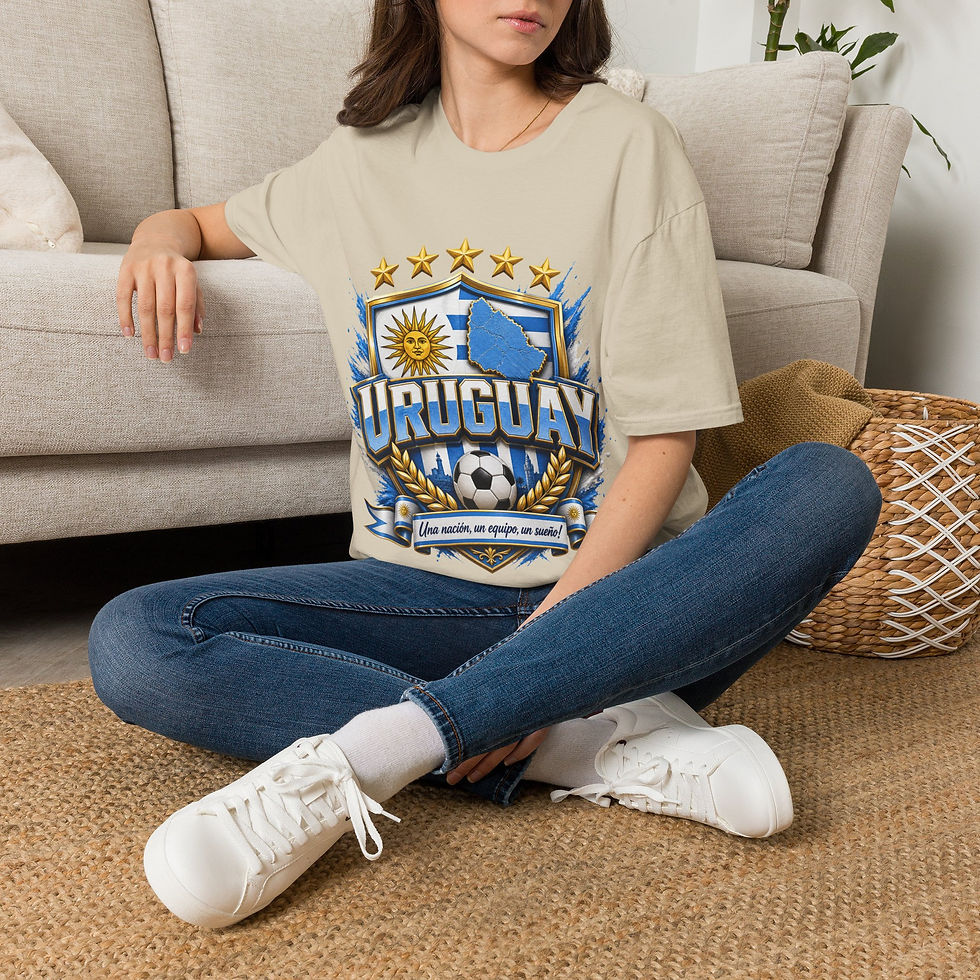 Thumbnail: Uruguay Soccer T-Shirt — Uruguay Crest Football Tee