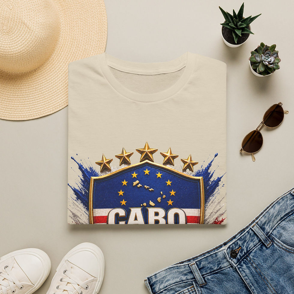 Thumbnail: Cabo Verde Crest T-Shirt — Soccer Badge Tee with 'Cabo Verde' & Motto