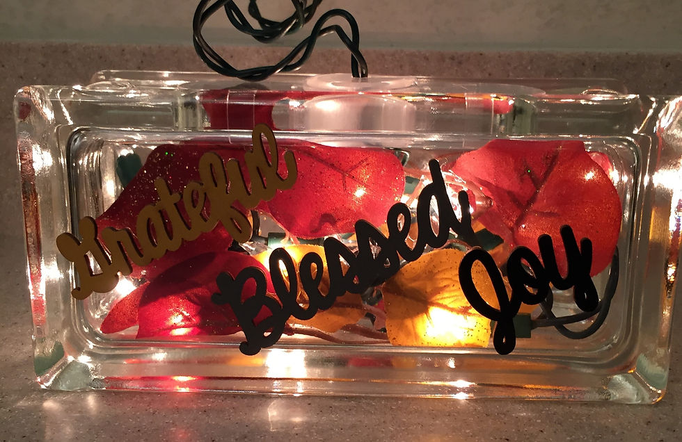 Grateful Bless Joy rectangular glass block light