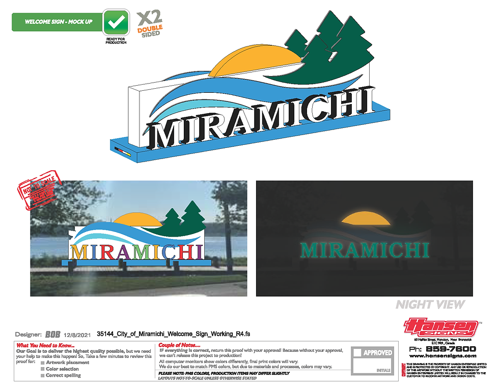 City of Miramichi welcome sign mockup