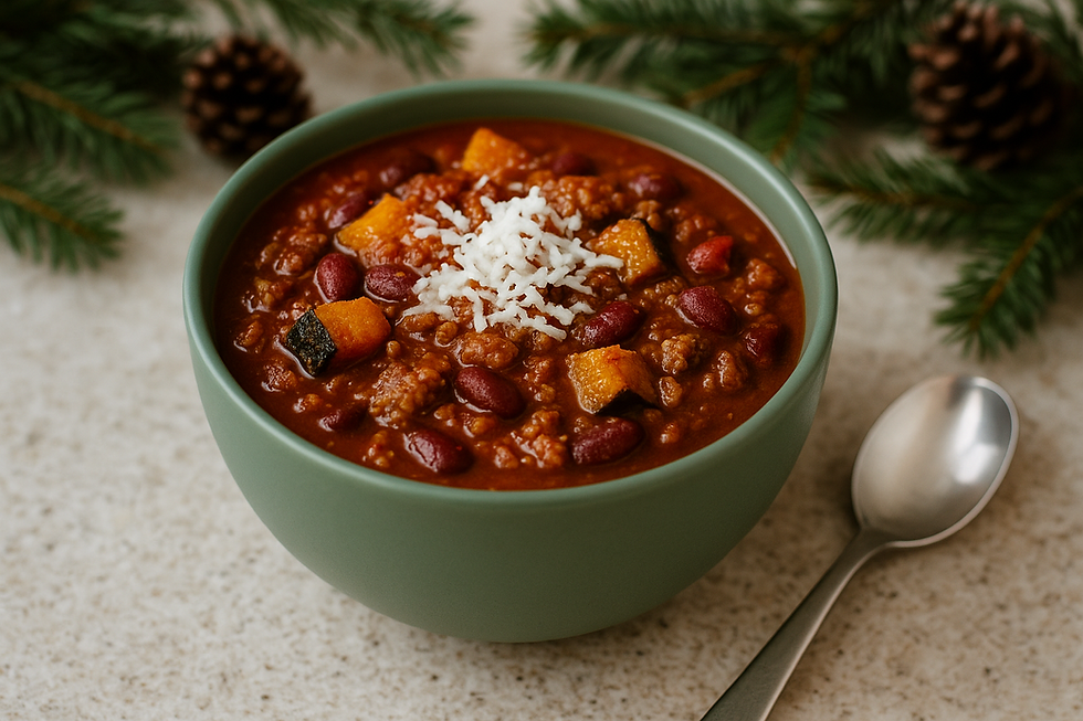 Four Alarm Chili with Roasted Acorn Squash & Hard Cider