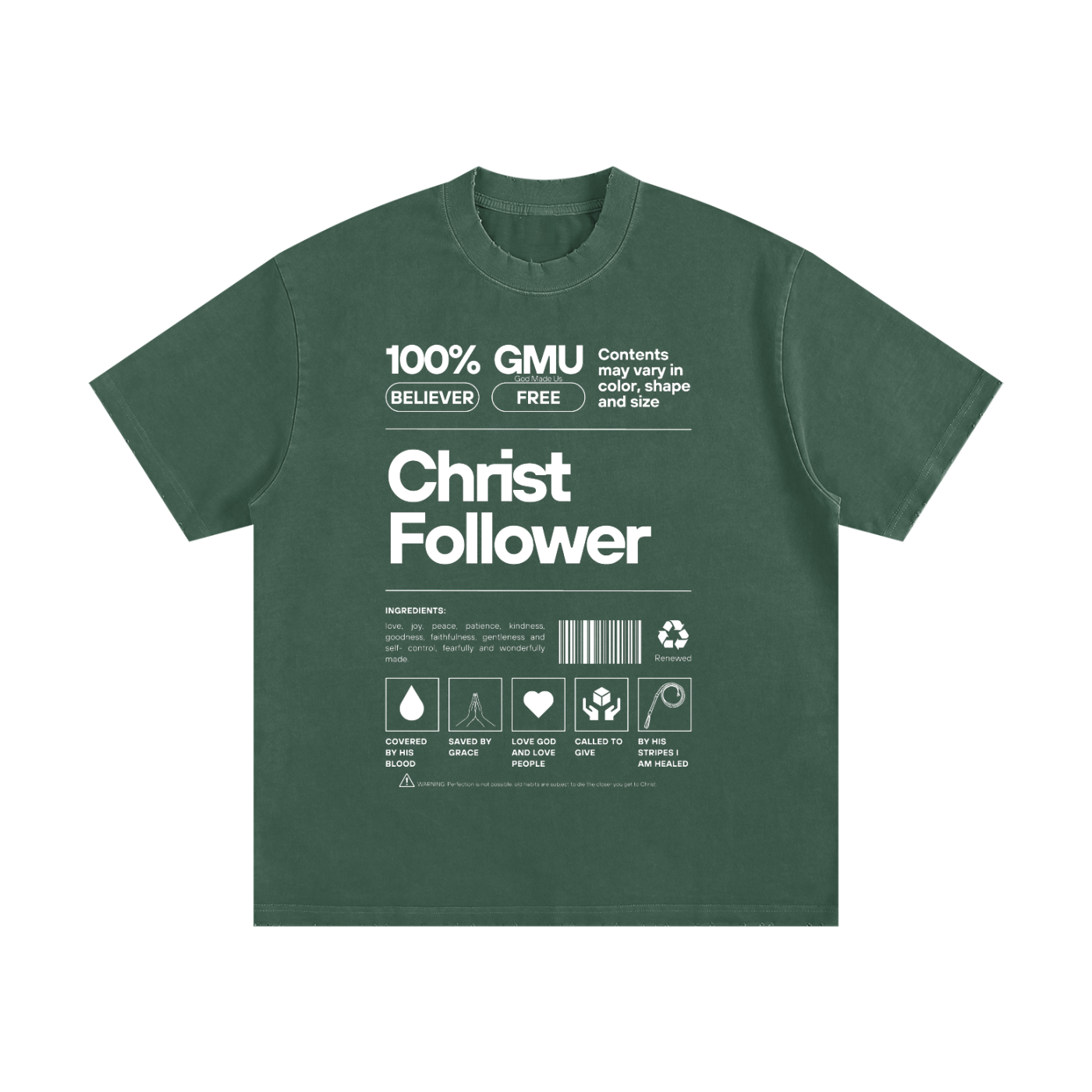 Christ Follower- Heavyweight Vintage Washed Frayed T-Shirt