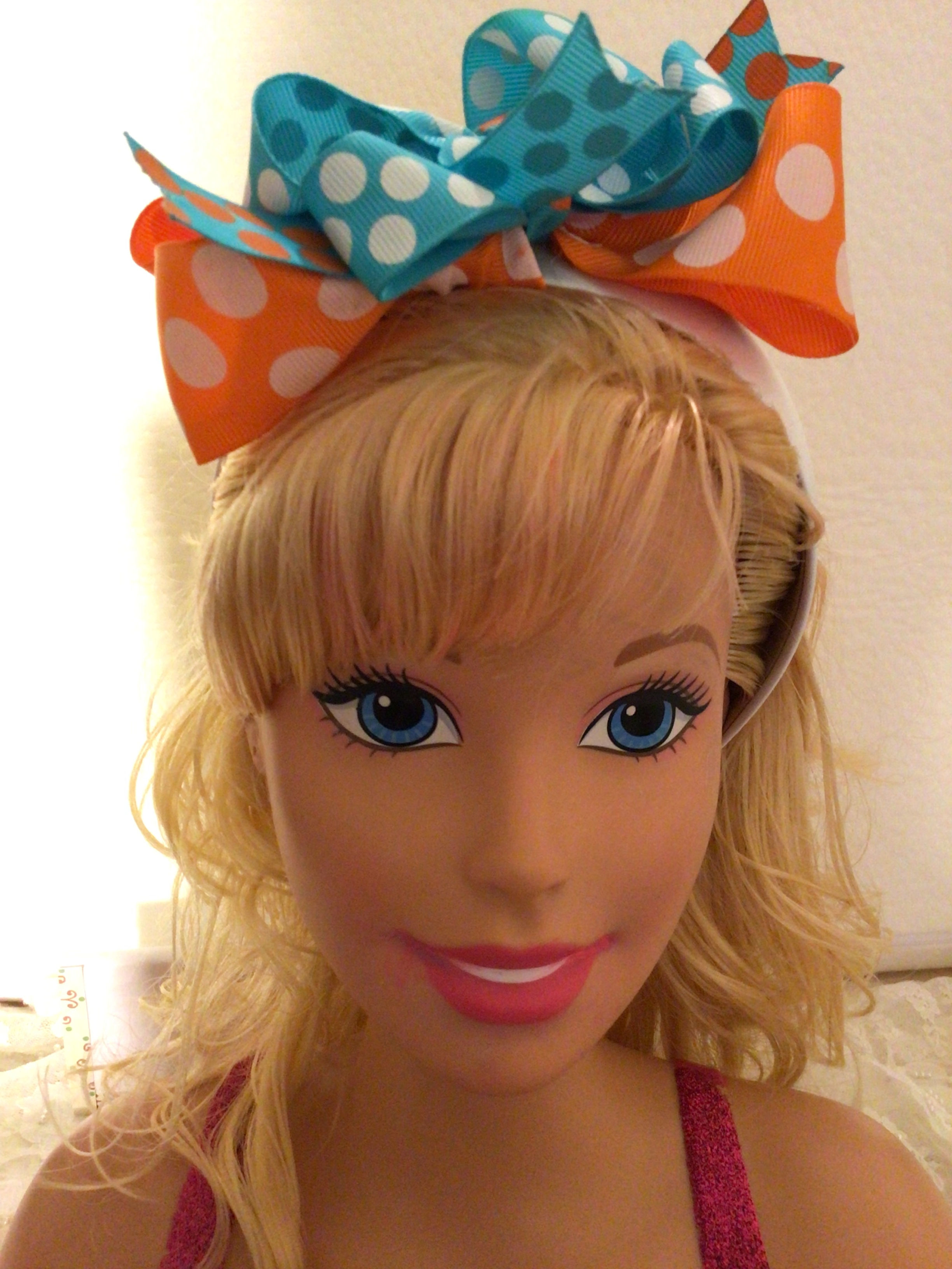 Diadema con moño Azul /Anaranjada