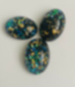 25mm x 18mm cabochon oval black sparkle flat back acrylic