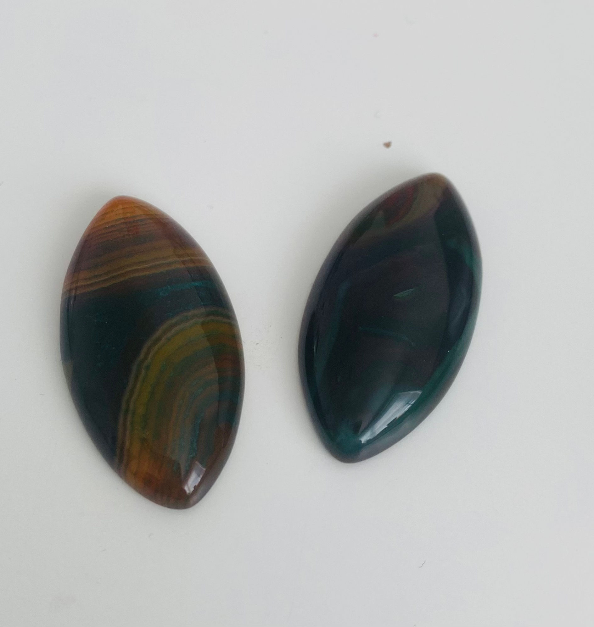 Oval semi precious stone 40mm x 20mm cabochon tones