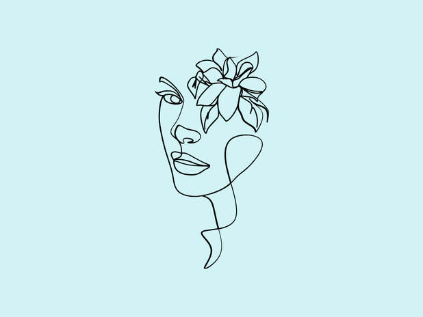 Logotype Sophroflor associant une illustration de visage floral et une typographie manuscrite élégante