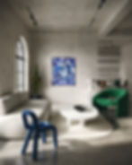 Held Breath by House of Piny — 100 × 120 cm abstract painting shown in room context, Madrid (IA)