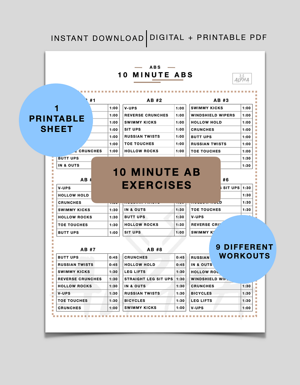 Thumbnail: 10 Minute Abs Sheet - Single Workout Sheet
