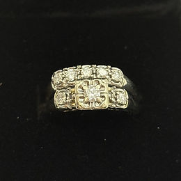 10KT WG LADIES SIZE 7, TRADITAONAL WEDDING SET