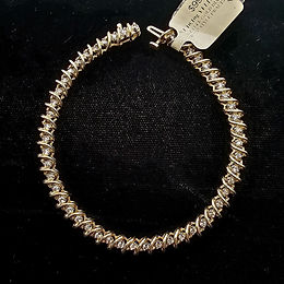 14KT YG DIAMOND "S" STYLE BRACELET, 7 INCHES