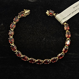 14KT YG OVAL MULTI-GARNET BRACLET, 7 INCHES