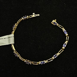 14KT YG TANZANITE AND DIAMOND BRACELET, 7 IN.