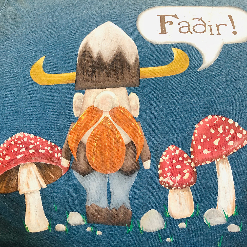 Hand painted Viking with mushrooms on Fathers Day t-shirt