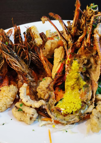 Seafood platter with lobster in Mauritius