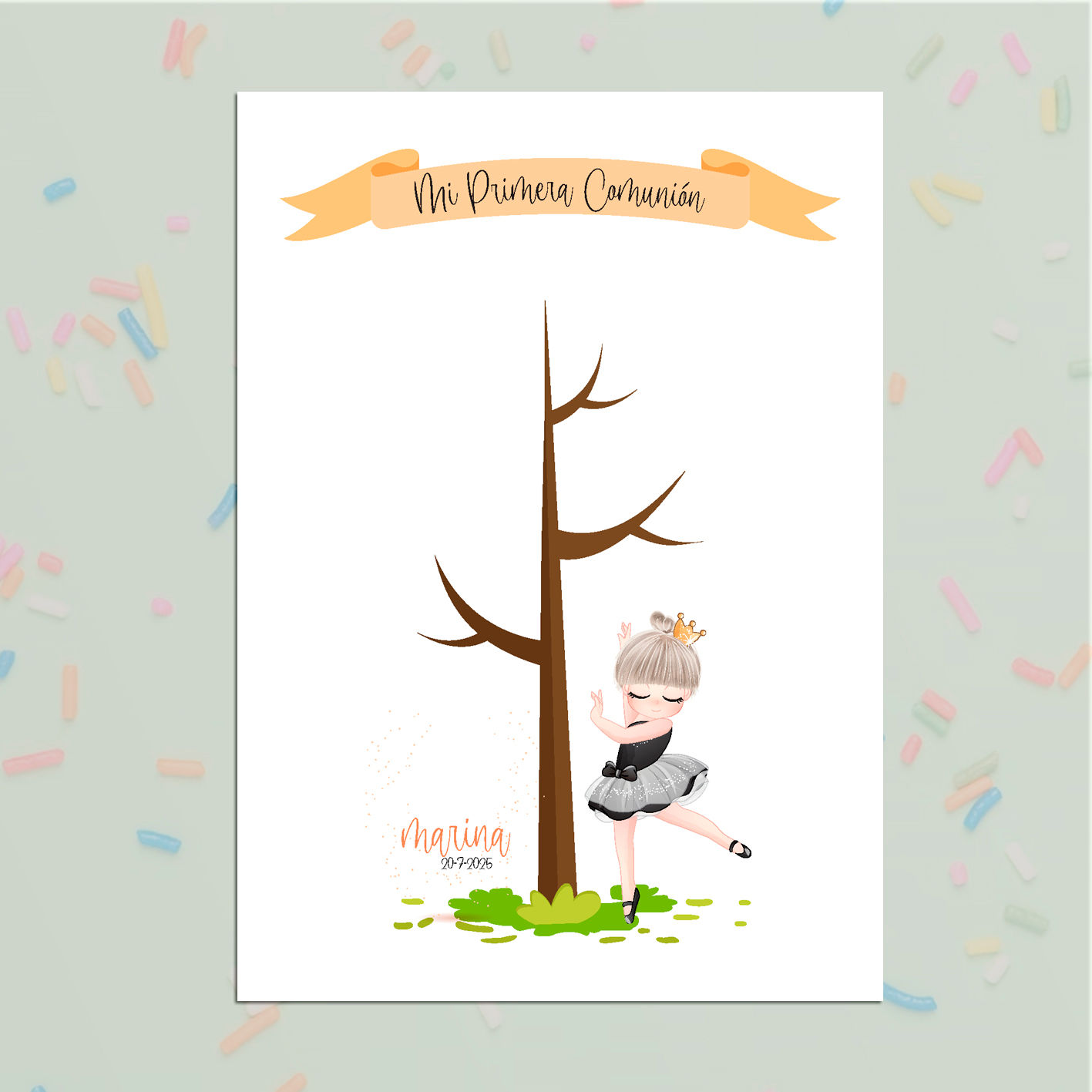 Cartel Árbol de Huellas Bailarina Orange