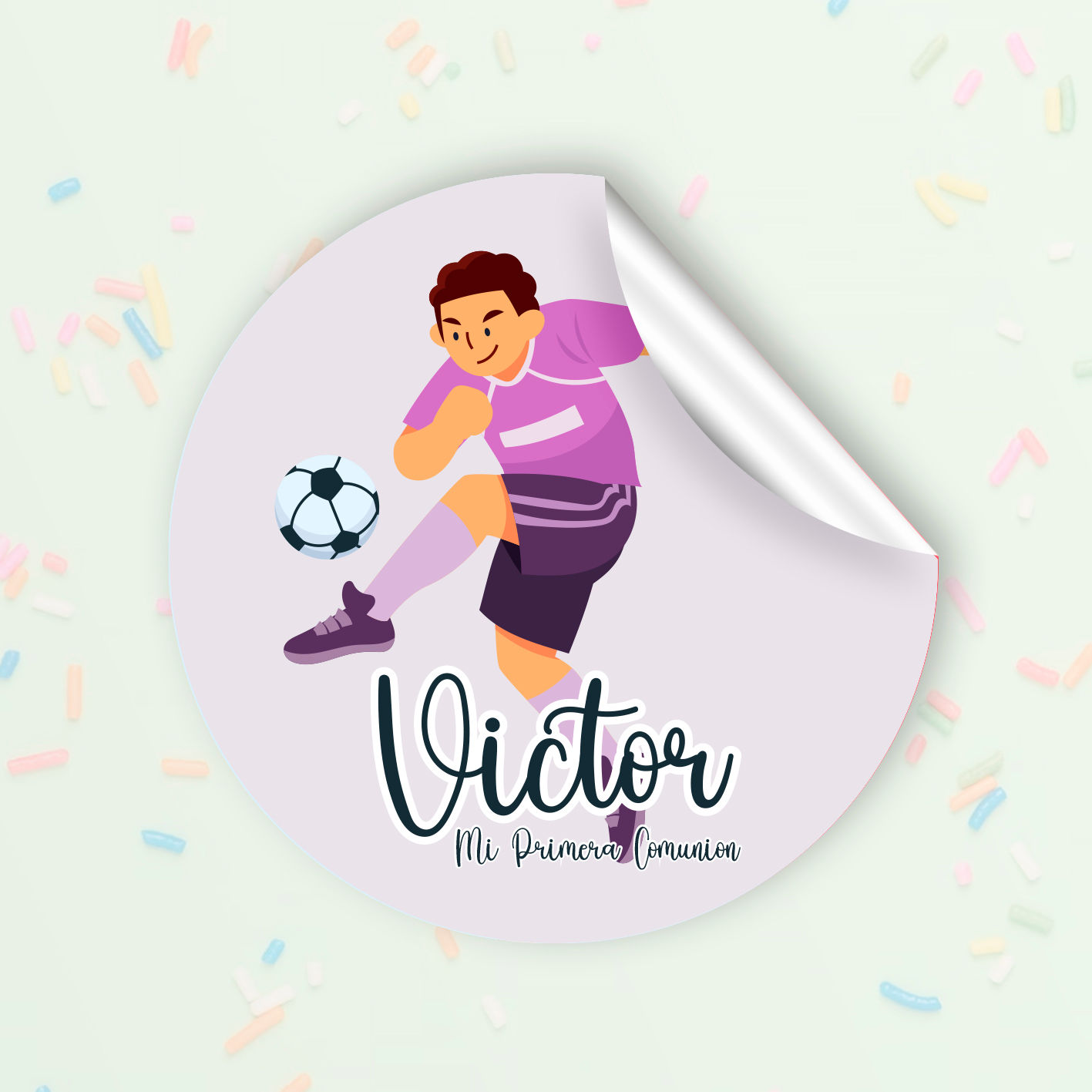 Adhesivos Comunión Futbolista Violet