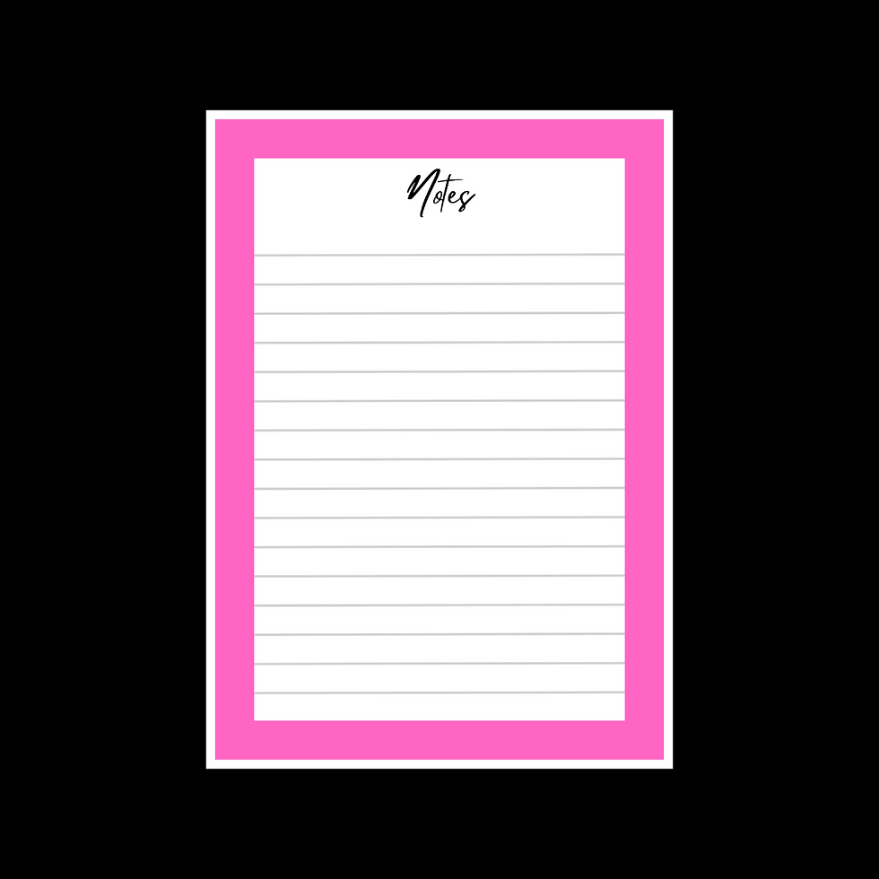 A6 PINK - LINED NOTEPAD - 50 SHEETS