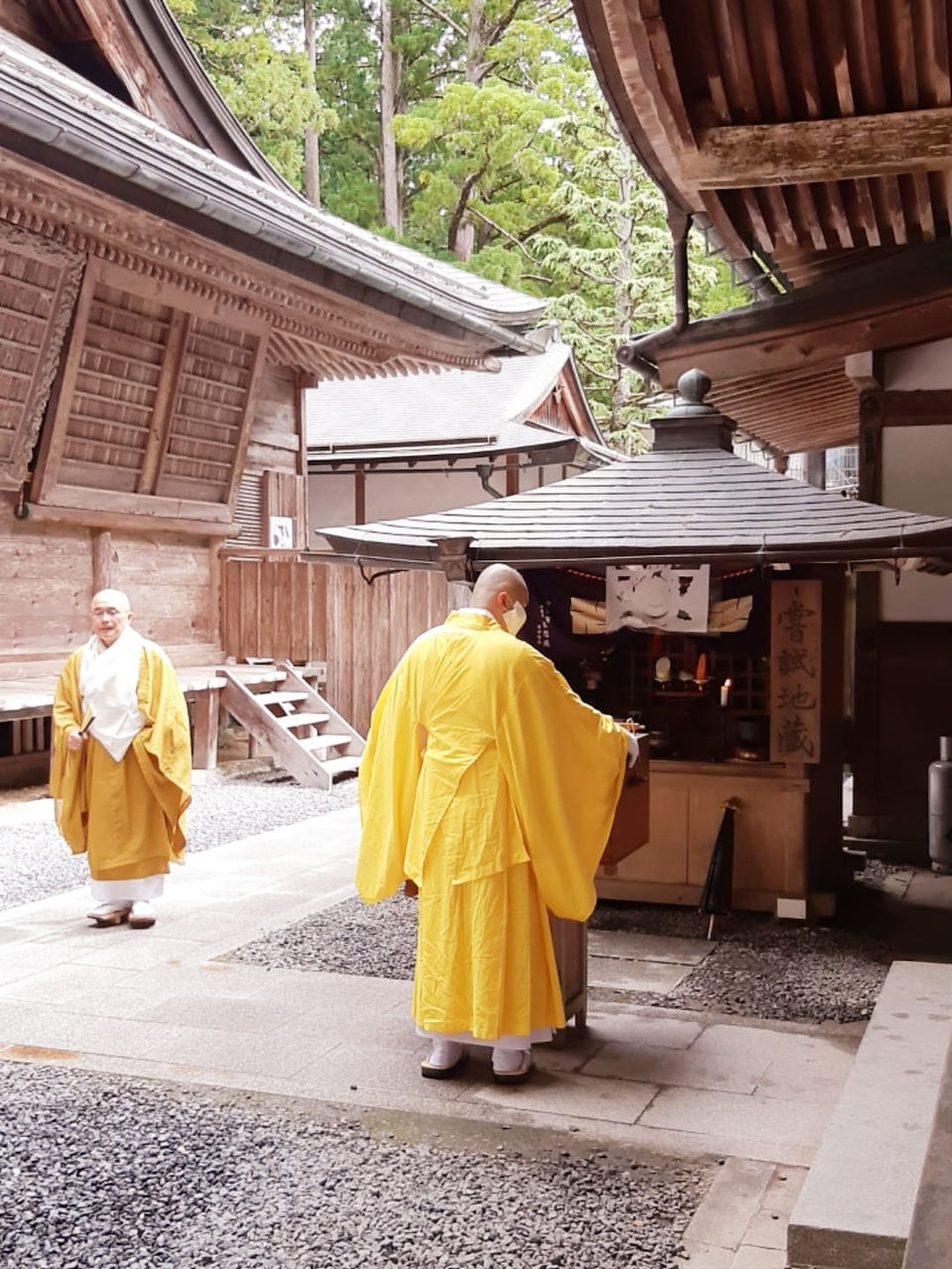 monks at cemetary